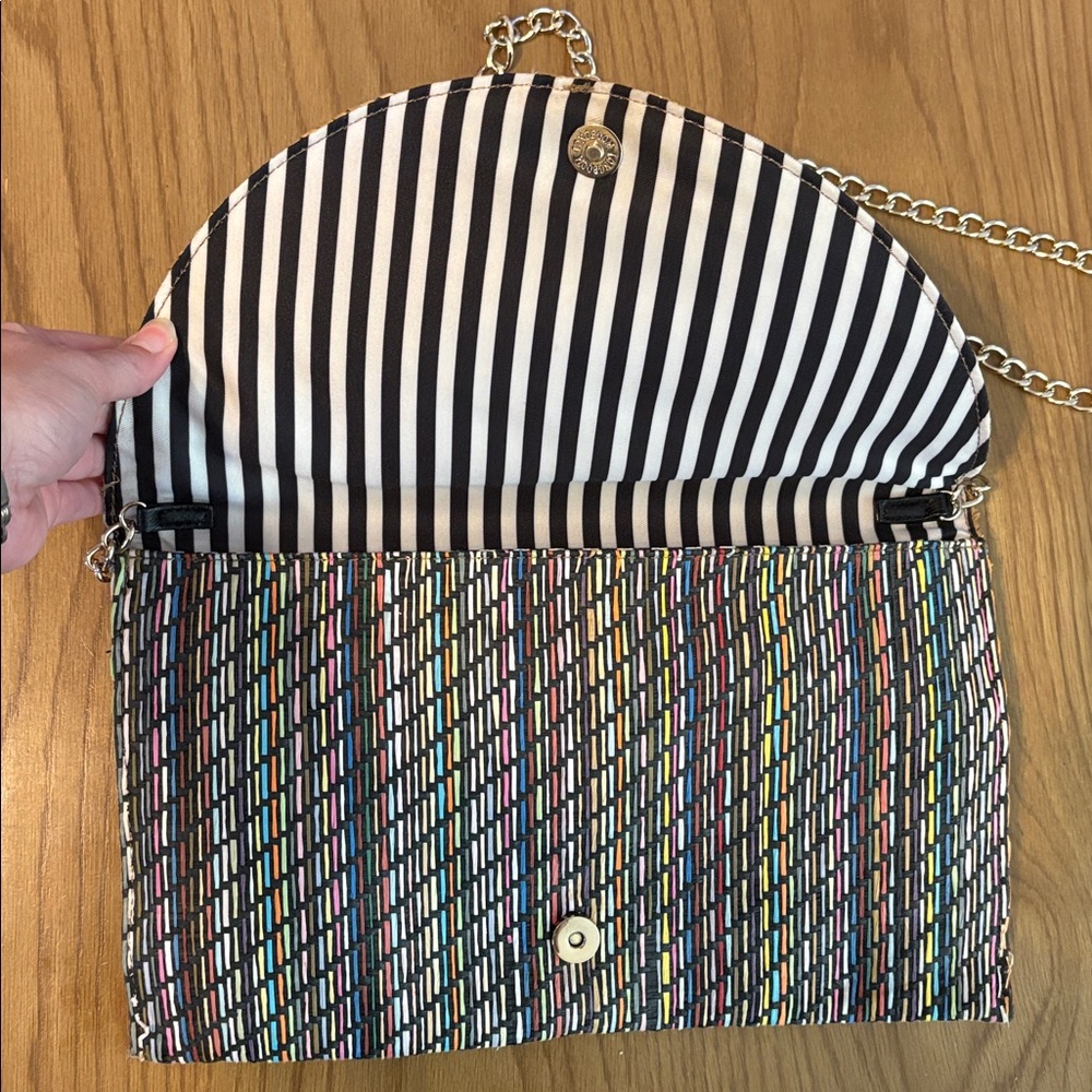 Betsey Johnson Sequin Straw Envelope Crossbody Clutch - Picture 4 of 9